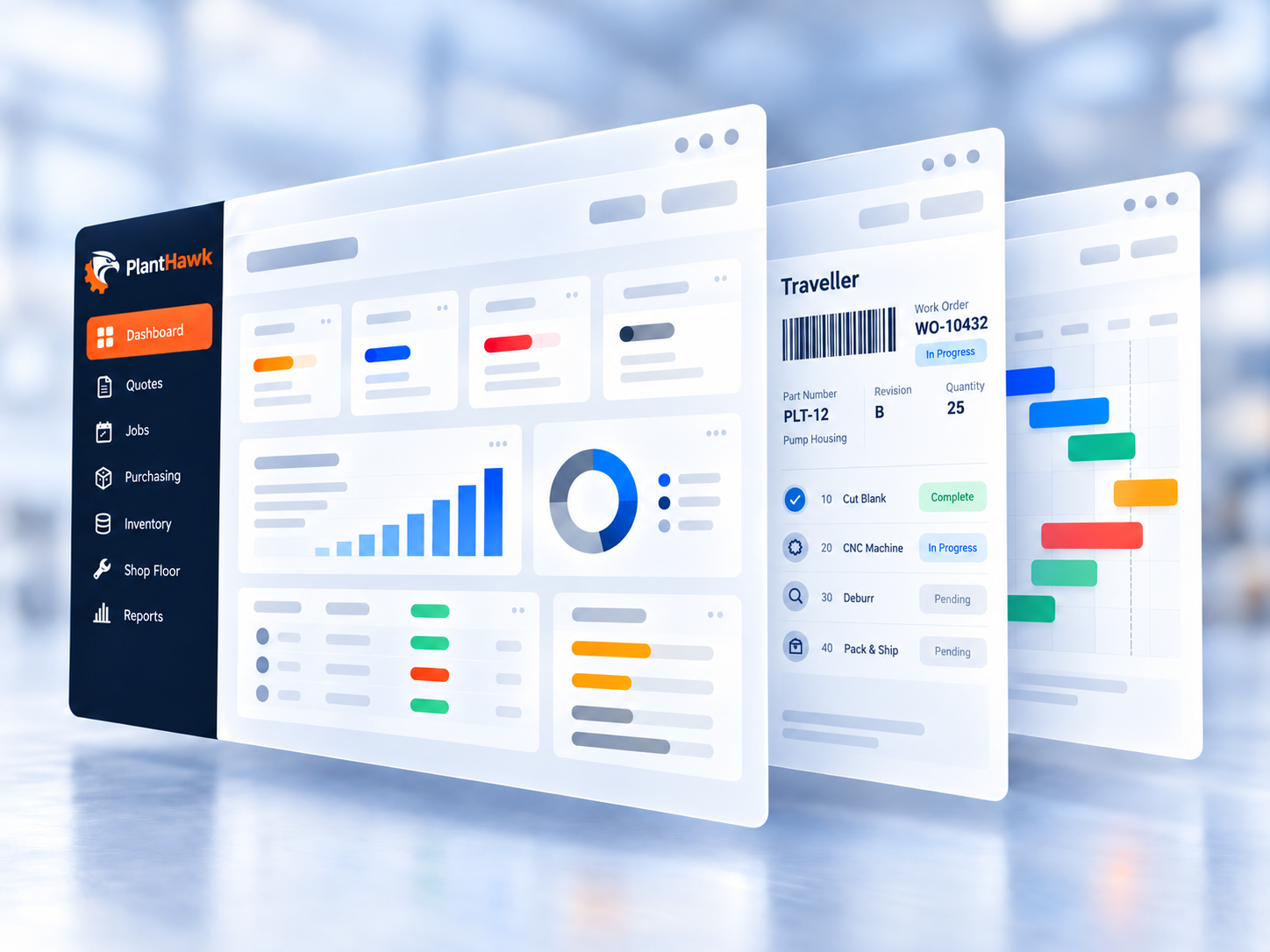 Conceptual PlantHawk manufacturing dashboard preview